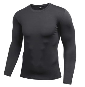 Men's Solid Quick-Drying Fitness Tight T-Shirt (Color: BLACK)