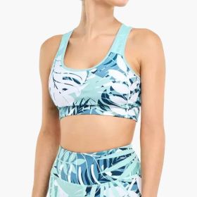 Women's Padded Sports Bra Fitness Workout Running Shirts Yoga Bra Athletic Tops (Colour: Light blue)