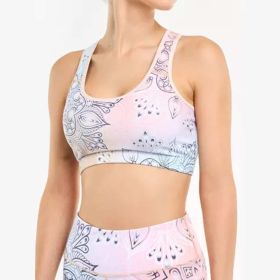 Women's Padded Sports Bra Fitness Workout Running Shirts Yoga Bra Athletic Tops (Colour: Pink)