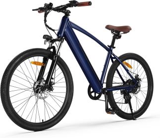 Electric Mountain Bike Removable Built in Battery, 350W(Peak 500W) Brushless Motor, Bicycle with 7 Speed, Max 50 Miles (Color: NAVY)