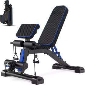 Adjustable Workout Bench Foldable,for Full Body Strength Training, Incline Decline Flat Bench Press Versatile Bench for Home Gym (Color: Blue)