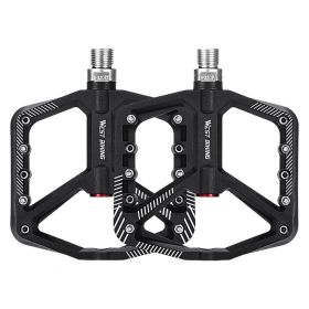 1 Pair Practical Widened Tread Lightweight Anti Corrosion MTB Bike Bicycle Bearing Pedals Bicycle Parts Accessories (Color: BLACK)