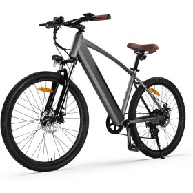 Electric Mountain Bike Removable Built in Battery, 350W(Peak 500W) Brushless Motor, Bicycle with 7 Speed, Max 50 Miles (Color: Grey)