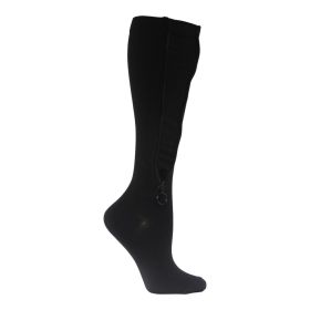 Compression Socks Women Men Zipper Closed Pressure Decrease Thigh High Compression Stockings Plus Size 3XL-6XL (Color: BLACK, size: XXXL)