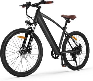 Electric Mountain Bike Removable Built in Battery, 350W(Peak 500W) Brushless Motor, Bicycle with 7 Speed, Max 50 Miles (Color: BLACK)