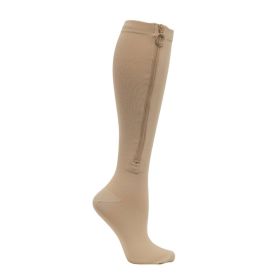 Compression Socks Women Men Zipper Closed Pressure Decrease Thigh High Compression Stockings Plus Size 3XL-6XL (Color: Khaki, size: 6XL)