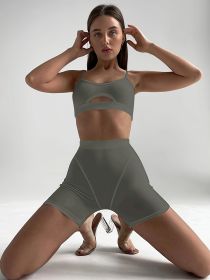 Triangle tight shorts (Color: Grey, size: M)