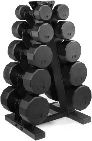 Dumbbell Dumbbell Set With Rack | Multiple Options in 150lbs and 210lbs Weights Large Fitness Equipment Body Building Sports (Color: 12Sided Black Handle)