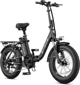Electric Bike for Adults, L20 2.0 20''Ã—3.0" Fat Tire Electric Bicycle 52V 13Ah Removable Battery Max Range 80Miles & 25MPH (Color: A  Black)